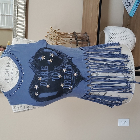 Guess Dare to Dream fringe boho top - Picture 2 of 7